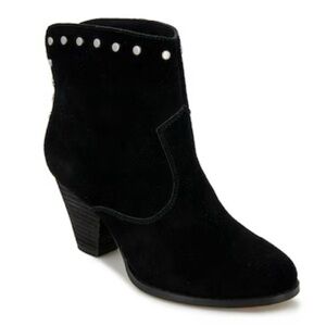Splendid Womens Esmae Black Suede Studded Block heel Ankle Boots Sz 7.5